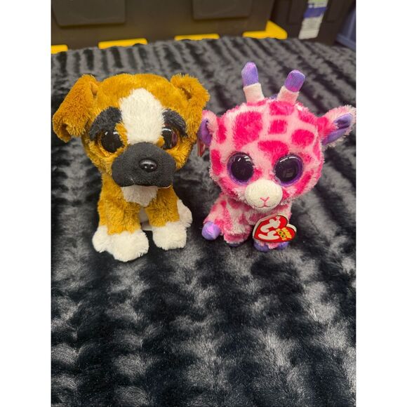 Bundle of 2 New With Tags Beanie Boos- Pink Giraffe and Brutus Dog! - Picture 2 of 7